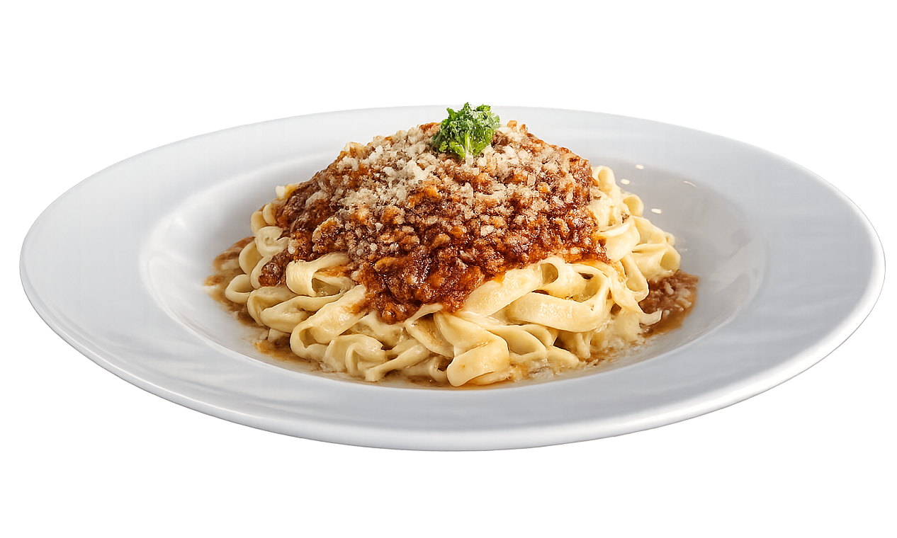 Tagliatelle mit Bolognese.